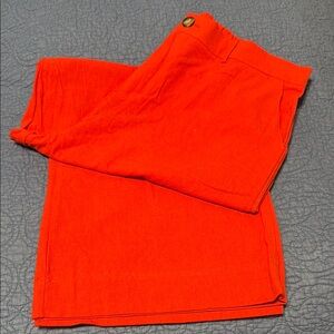 Vibrant Red Linen Wide-Leg Pants in XL